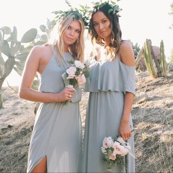 Show Me Your MuMu Heather Maxi Dress Halter Charcoal Med SMYMM NWOT - Picture 3 of 8